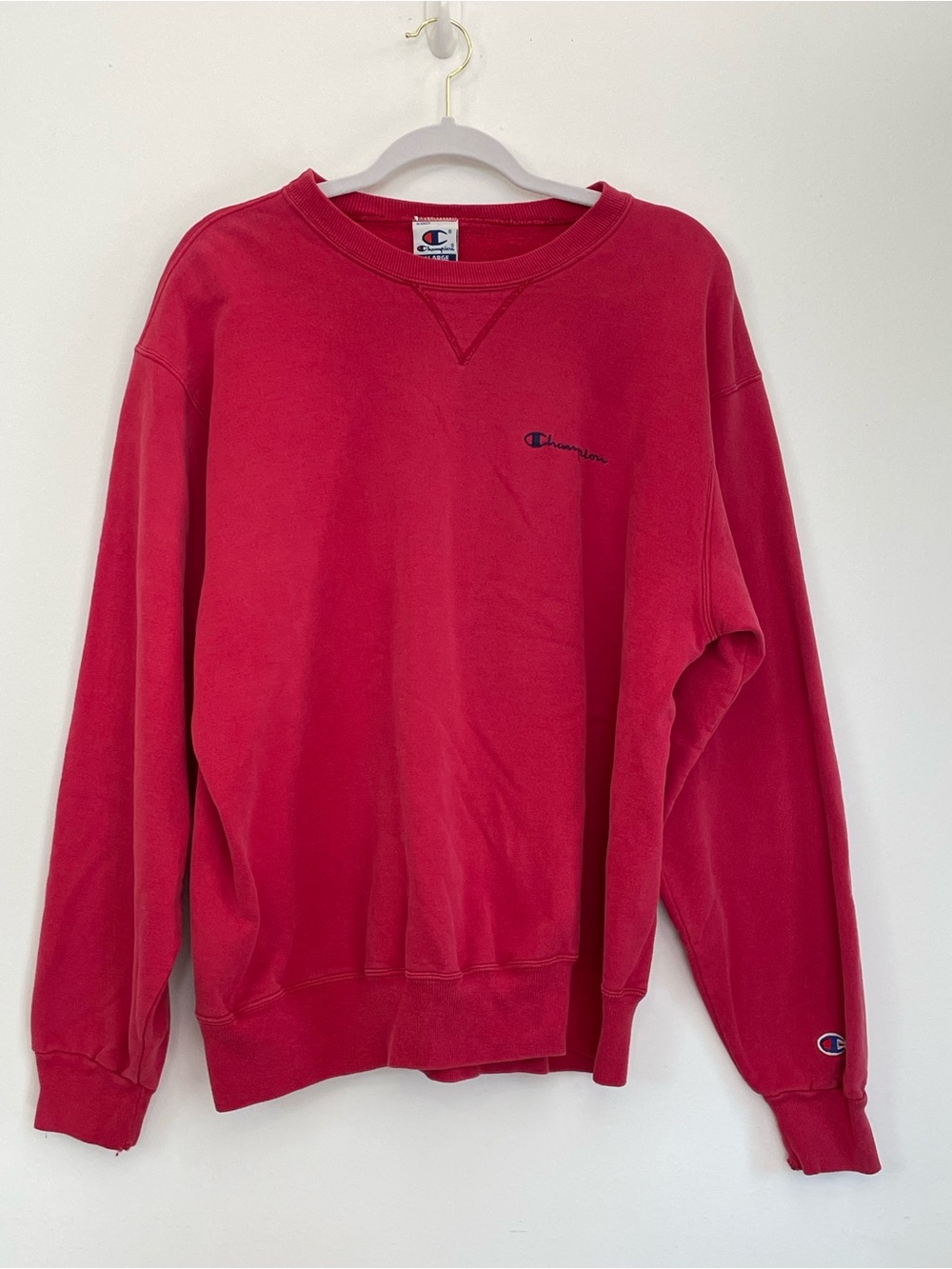 Champion Vintage Men's Crewneck Sweatshirt in Crimson Pink
